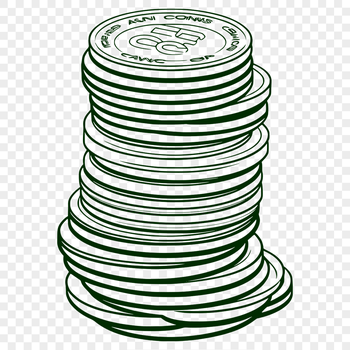 A collection of metallic coins in various denominations, designed as a scalable vector graphic (SVG) illustration.
