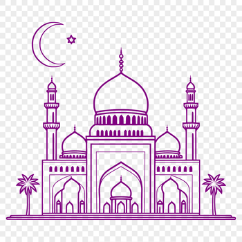A vector design illustration of a mosque with intricate architectural details.
