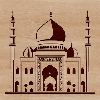 Islamic place of worship architecture with minaret and dome design.
