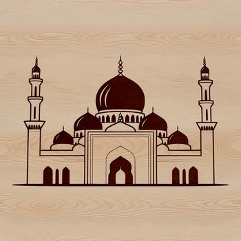 Illustration of a mosque with intricate architectural details, suitable for vector design projects.