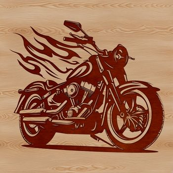 Vector illustration of a motorbike with detailed design, suitable for cutting machine or laser cutter projects.