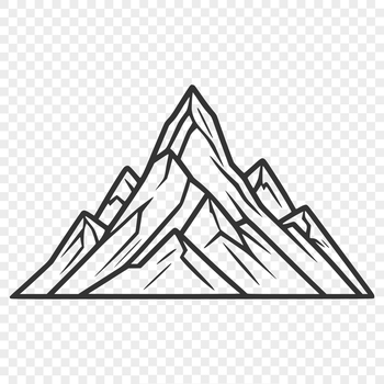A vector illustration of a majestic mountain landscape with rolling hills and peaks.