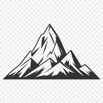 A 2D vector illustration of a mountain landscape with varying terrain and texture.