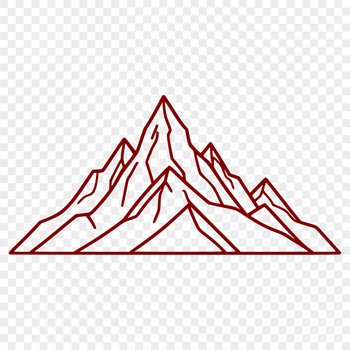 A digital illustration of a mountain landscape with rugged terrain.