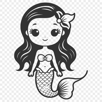 An illustrated mermaid mythological creature with flowing hair and tail.