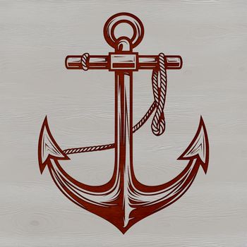 A stylized anchor icon with a rope wrapped around its shank, suitable for nautical-themed designs.