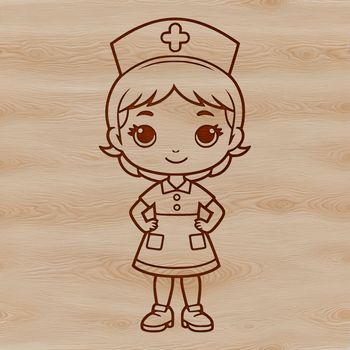 A female nurse in a professional setting, suitable for vector art and design.