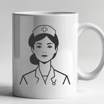 A professional female nurse silhouette in simple vector design, suitable for various digital applications.
