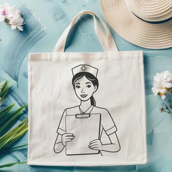 A professional female nurse illustrated in vector art format.