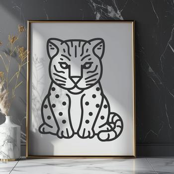 Wild ocelot sitting in a natural environment, represented as a vector graphic.