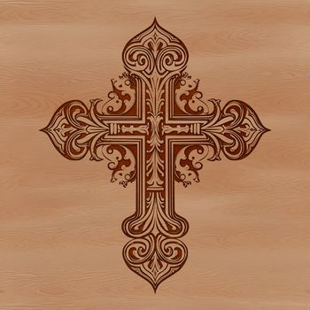 A vector representation of a traditional Christian crucifix with intricate details.