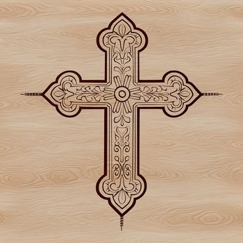 Ornate cross icon with detailed design, suitable for religious and decorative purposes.