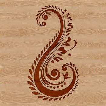 A stylized ornate shape inspired by traditional paisley motifs.