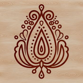 A stylized paisley shape with ornate details suitable for vector art designs.