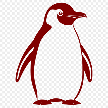 A graphic illustration of a penguin, suitable for digital cutting machines like Cricut.
