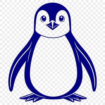 A simple illustration of a penguin standing on land, designed as a vector graphic.