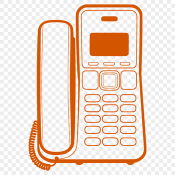 A digital illustration of a classic telephone with clean lines and simple design elements.