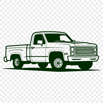 A graphic illustration of a pickup truck in vector format.