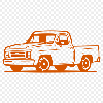 A stylized illustration of a pickup truck in a vector format suitable for cutting machines like the Cricut.