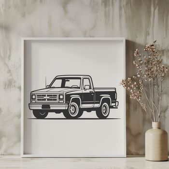 A stylized illustration of a pickup truck, suitable for digital cutting machines like Cricut.