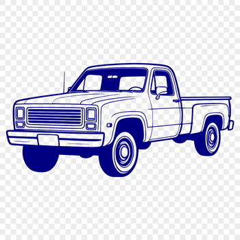 A 2D illustration of a pickup truck with details suitable for cutting or printing.