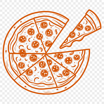 Vector illustration of a pizza, suitable for commercial or personal use in various formats such as PDF and DXF.