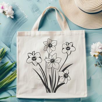A close-up illustration of a daffodil flower with trumpet-shaped blooms, suitable for digital design and craft projects.
