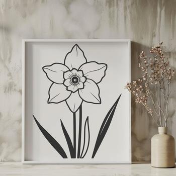 A single daffodil flower with trumpet-shaped petals, ideal for crafting and design projects.