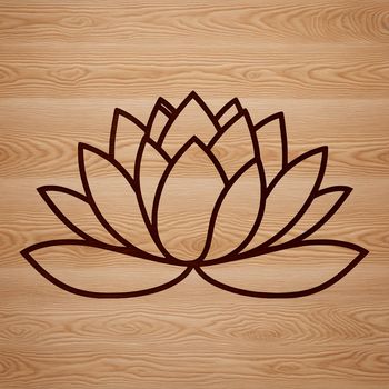 Vector representation of a single lotus bloom, ideal for use in graphic design projects requiring a simple floral element.