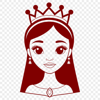 A young female princess character made from vector art.