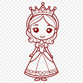 A young female princess character designed in vector format for digital use.