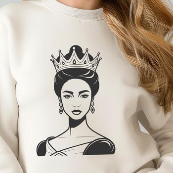 A stylized illustration of a royal female figure, suitable for vector graphics and digital design.