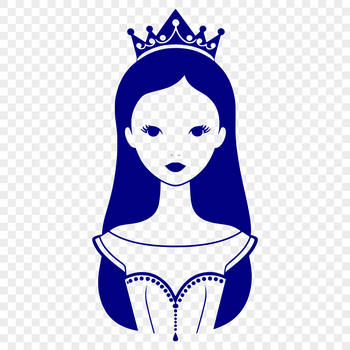 A young female princess in a traditional dress, suitable for vector art and cutting machine designs.