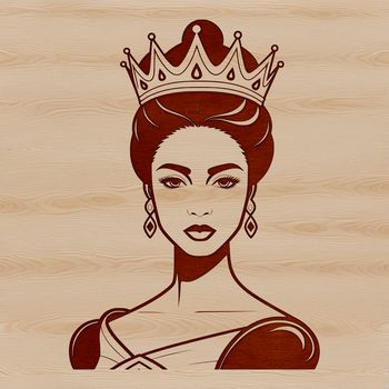 Illustration of a woman in a regal pose, created using scalable vector graphics (SVG) format.