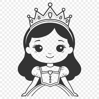 A young female character dressed as a princess with crown and dress, represented as a vector graphic.