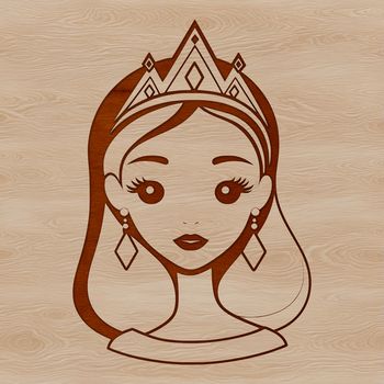 Female royalty character illustration as a vector graphic for digital use.