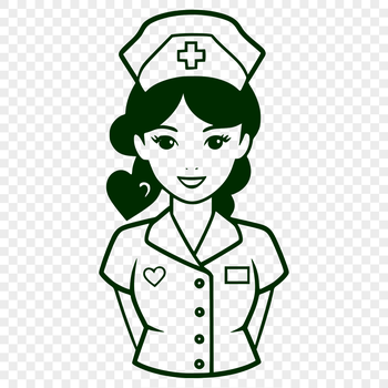 Female nurse silhouette in professional attire, suitable for vector designs.