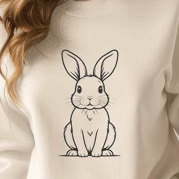 A full-body rabbit sitting in a neutral pose, suitable for vector design and cutting machine applications.