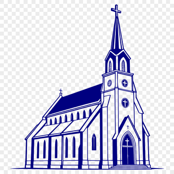 SVG illustration of a traditional church with Gothic architecture.
