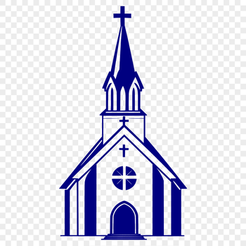 SVG graphic of a traditional Christian church exterior design.