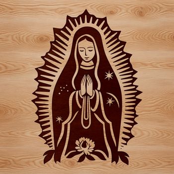 Illustration of the Virgin Mary in ornate detail for religious purposes