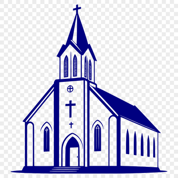 A detailed illustration of a traditional church building with a large steeple, perfect for vector art designs.