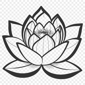 A stylized illustration of a lotus flower, symbolizing growth and spirituality in various cultures.