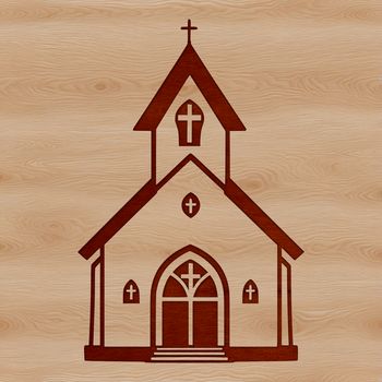 A simple vector design of a church building with detailed architecture, suitable for use in graphic design and digital art.