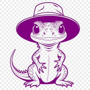 A reptile with a scaly texture and a long tail, depicted in a simple vector design.