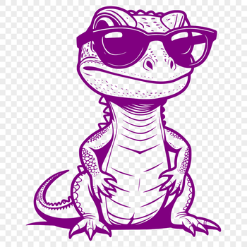 A cartoon lizard wearing trendy sunglasses on its head, depicted as a vector graphic.