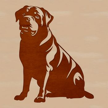 A vector illustration of a sitting Rottweiler breed dog, suitable for digital use.
