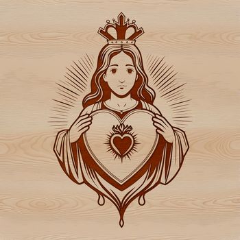 An illustration of a stylized Sacred Heart icon, suitable for vector design and cutting machine projects.