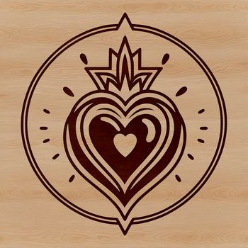 Religious illustration of the Sacred Heart as a vector design.