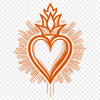 A detailed vector illustration of the Sacred Heart icon in various colors.